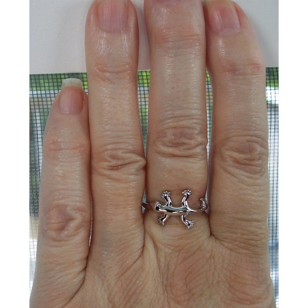 925 STERLING SILVER Gecko Lizard Ring - Picture 2 of 15